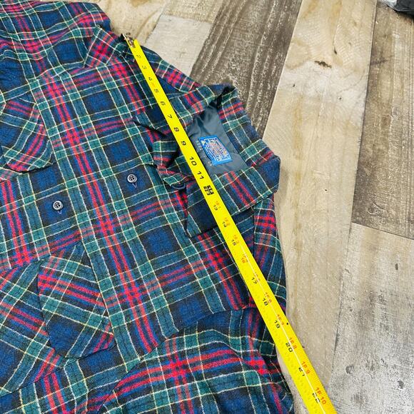 Vintage Pendleton Shirt Men Large Wool Flannel 70s Lodge Allison Tartan - Picture 3 of 12